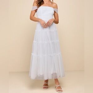 Lulus Moment of Perfection White Mesh Maxi Dress